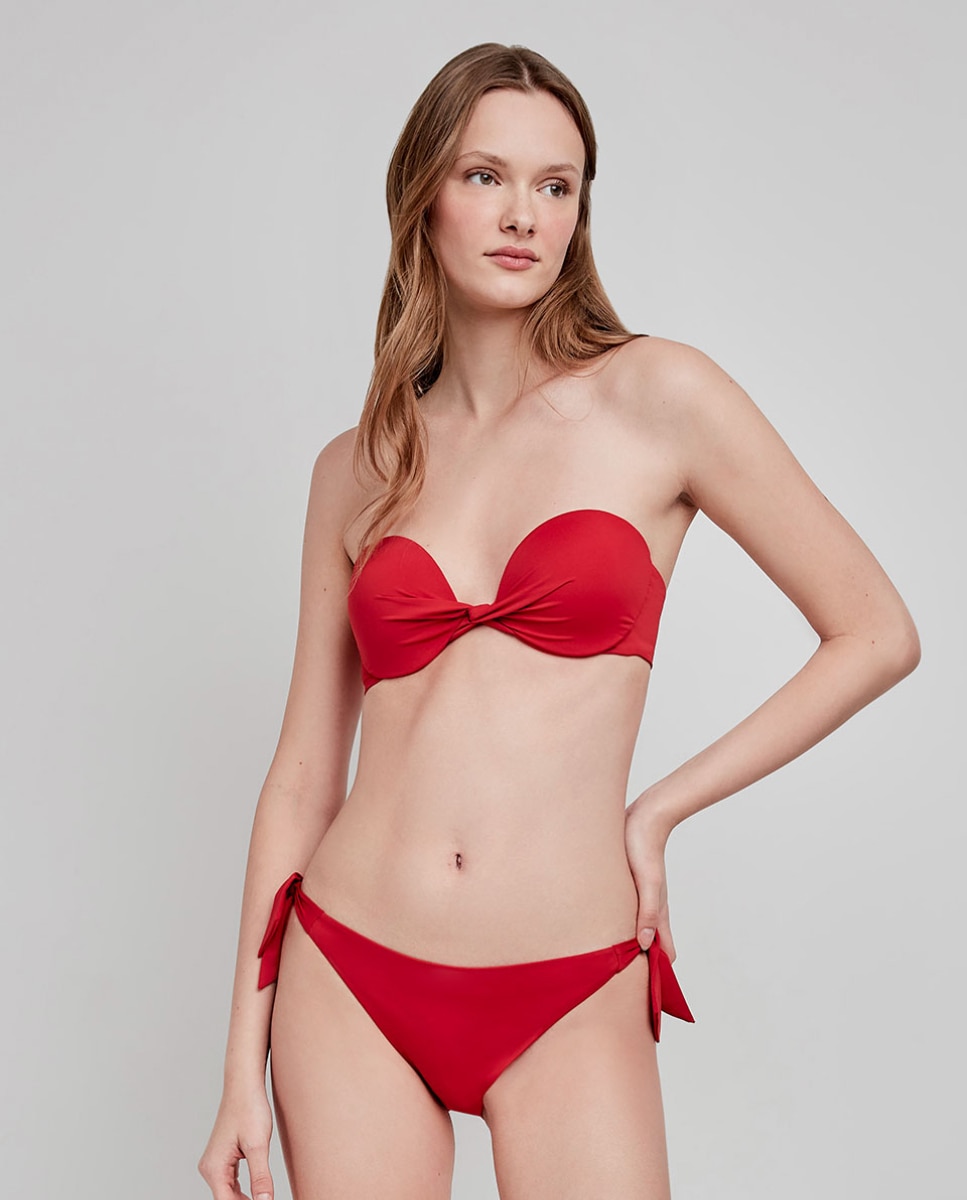 Top Biquíni Bandeau com Aro Vermelho-3