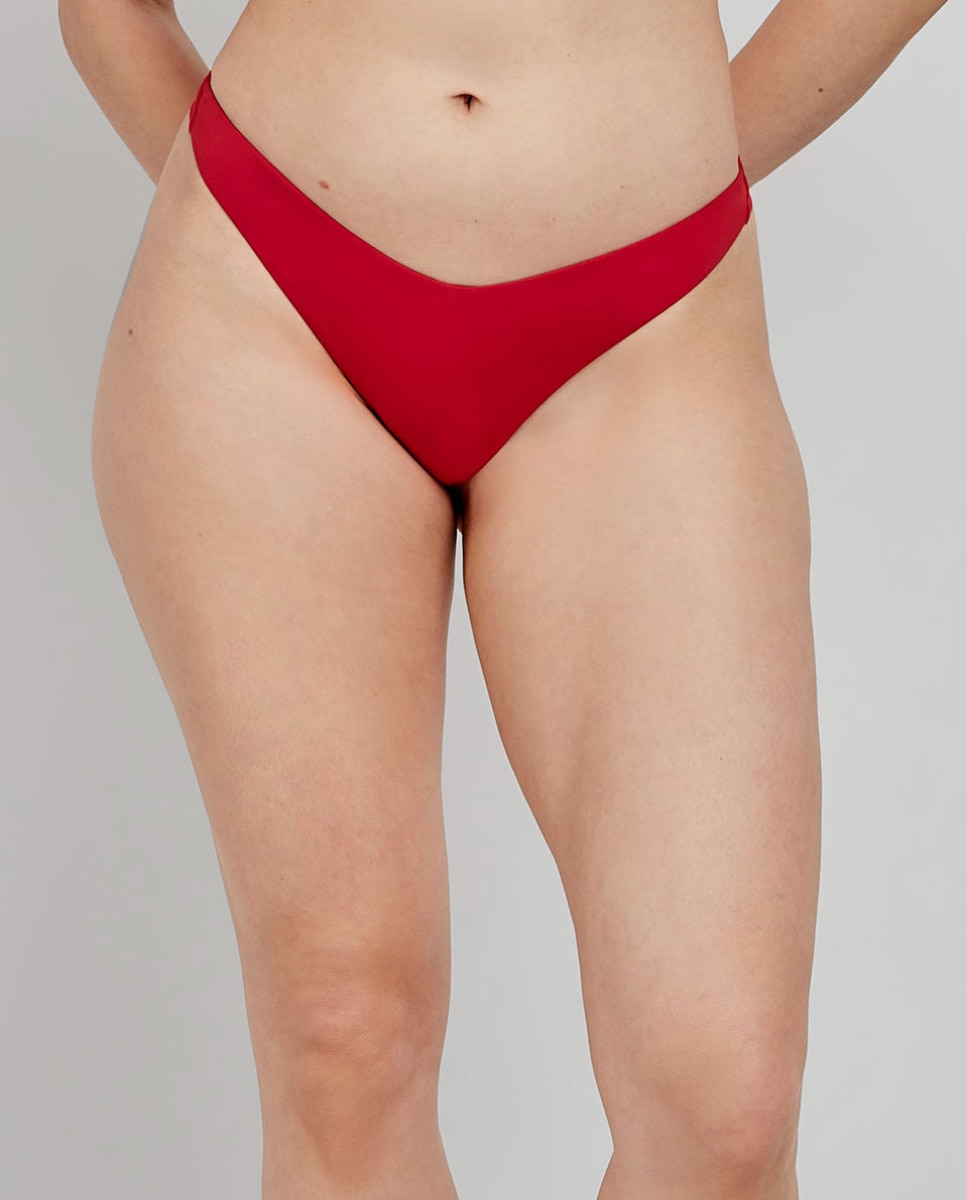Cueca Biquíni Brasileira Corte em V Vermelho-1
