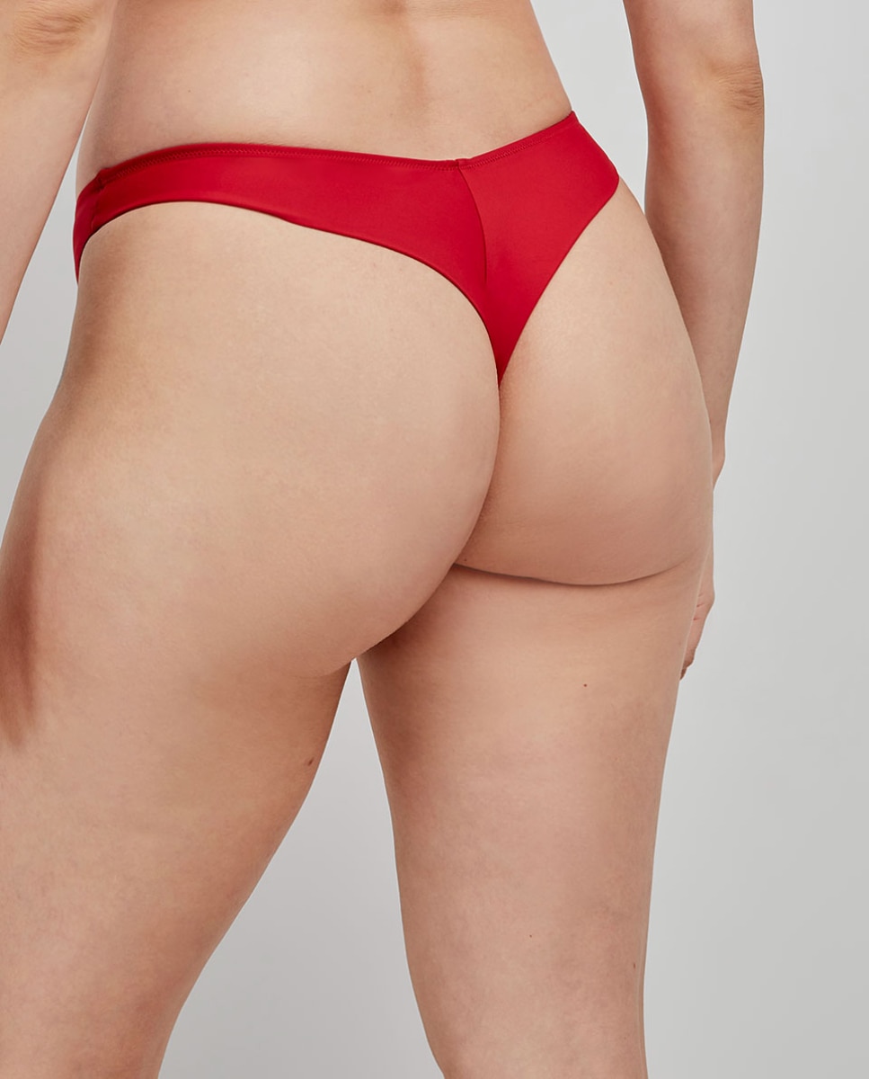 Cueca Biquíni Brasileira Corte em V Vermelho-4