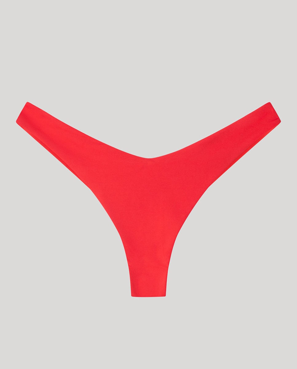 Cueca Biquíni Brasileira Corte em V Vermelho-5