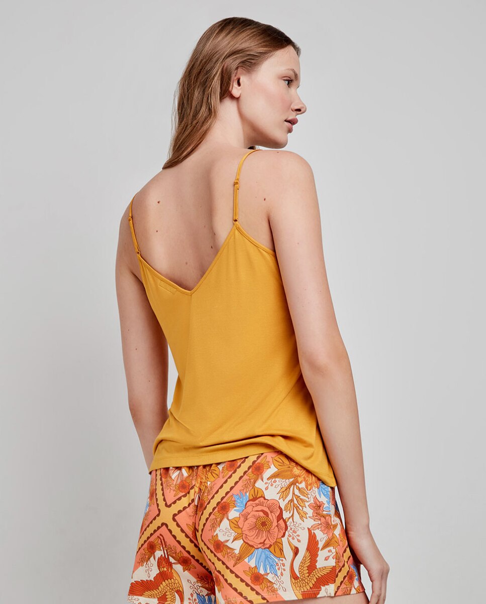 Calças de Pijama em Tecido Acetinado e Estampado Oriental Multicolor-4