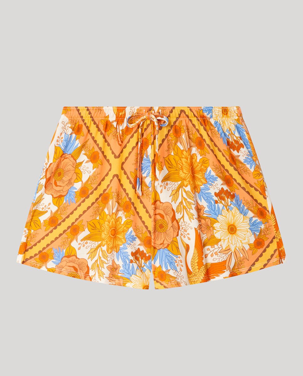 Calças de Pijama em Tecido Acetinado e Estampado Oriental Multicolor-6