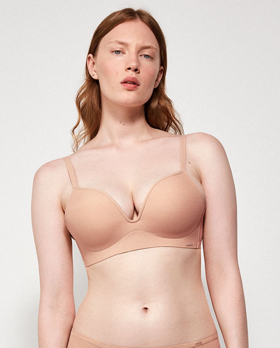 Soutien Push Up sem Aro em Tecido Plumetti Natural-1