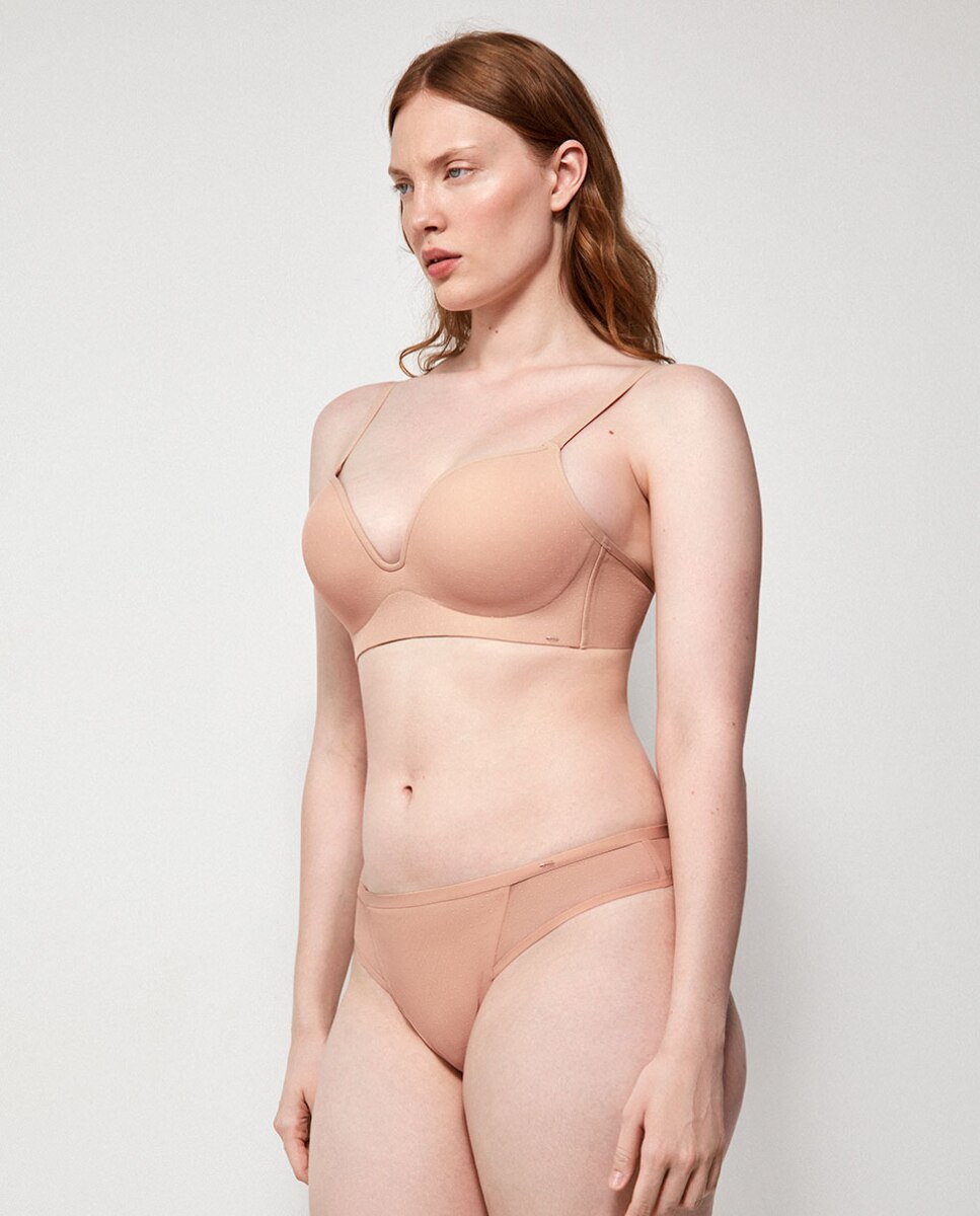 Soutien Push Up sem Aro em Tecido Plumetti Natural-3