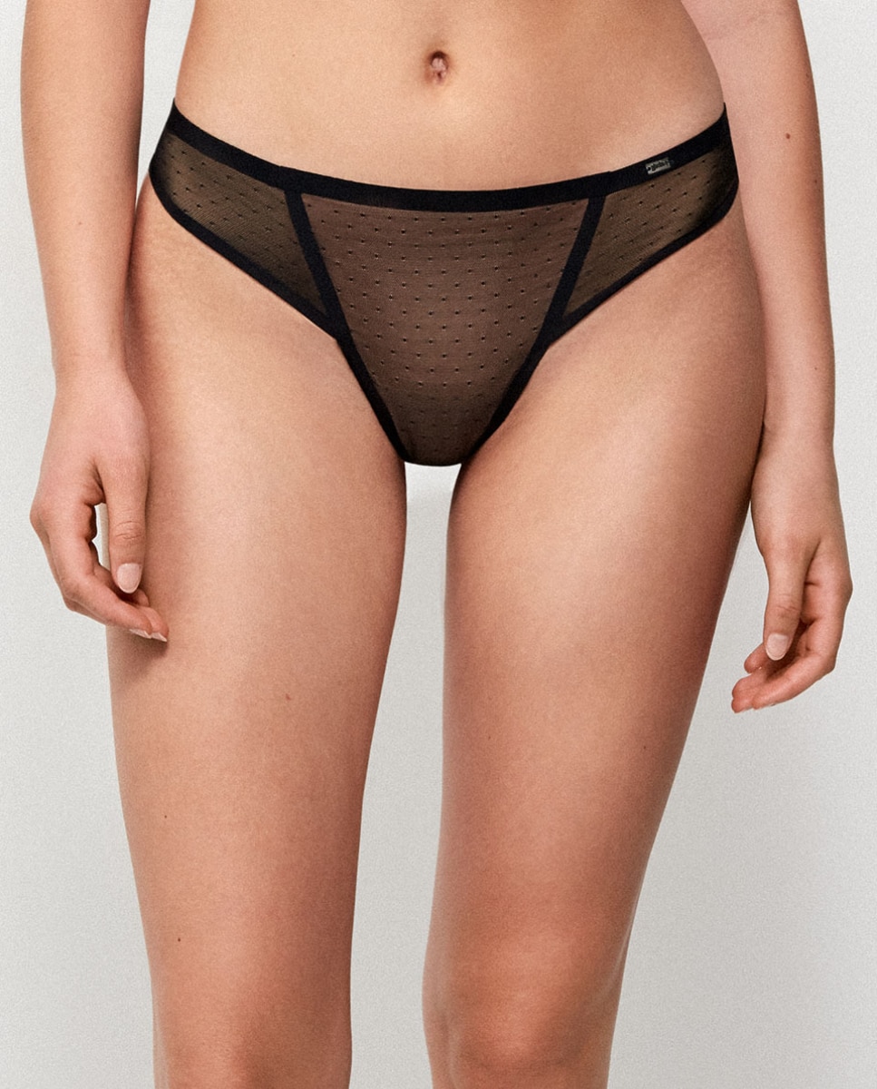 Cueca Brasileira em Tecido Plumeti Preto-1