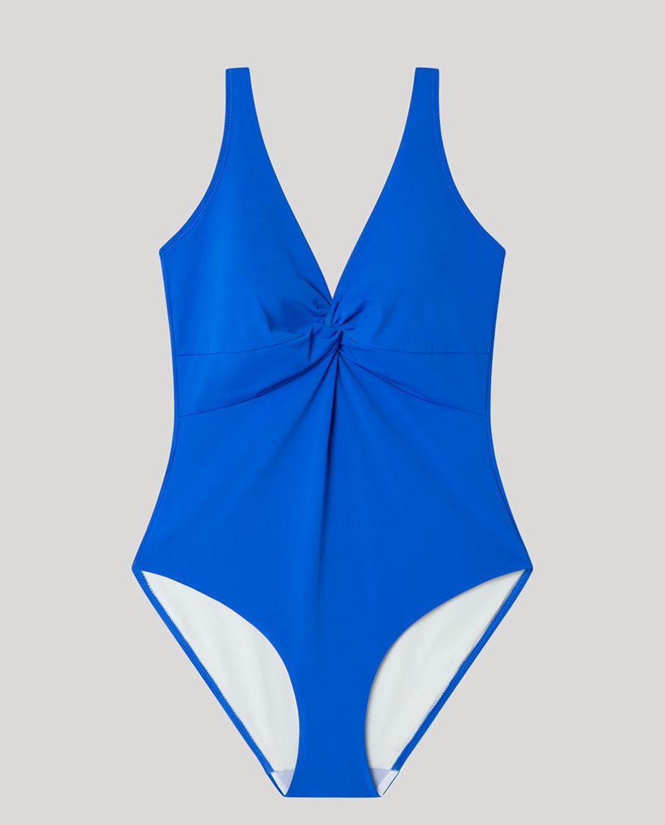 Fato de Banho Plus Size e Efeito Control sem Aro Azul-5