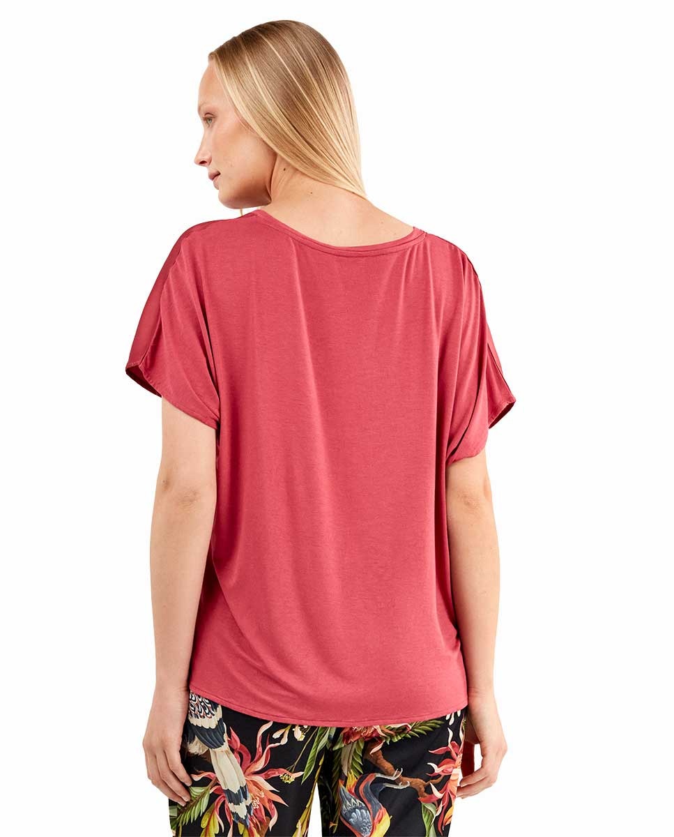 T-shirt de Pijama em Tecido Acetinado Morango-4