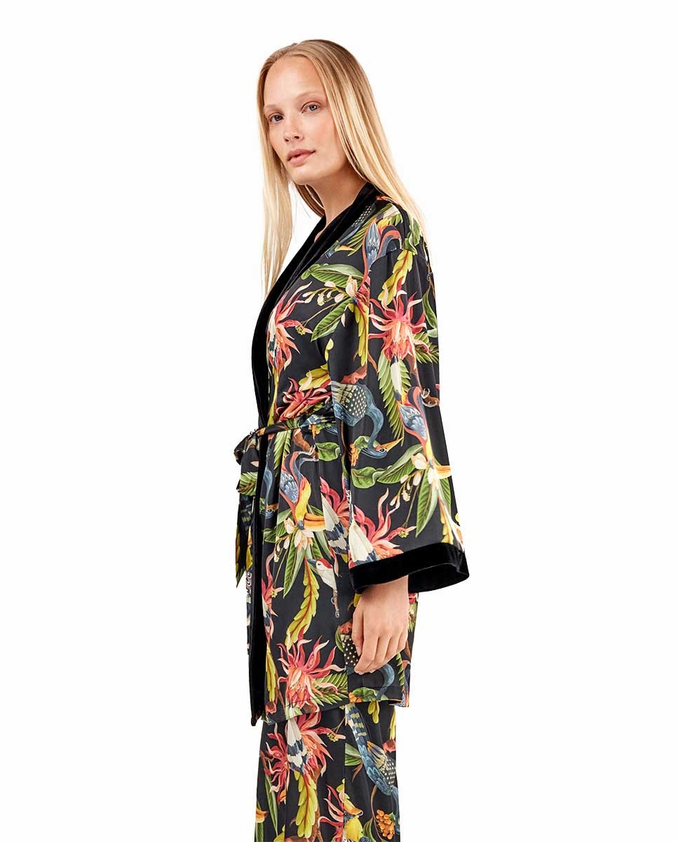 Kimono Reversível em Tecido Acetinado Multicolor-2