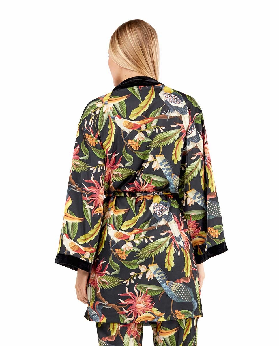 Kimono Reversível em Tecido Acetinado Multicolor-4