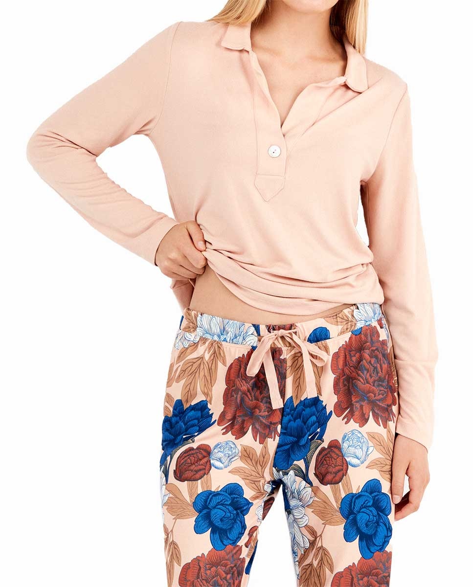 Pijama com Estampado Floral Rosa-claro-2