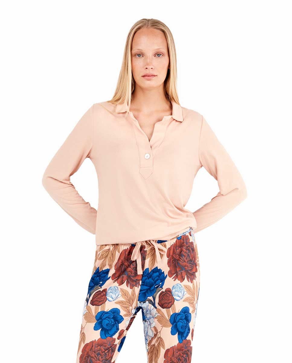 Pijama com Estampado Floral Rosa-claro-3