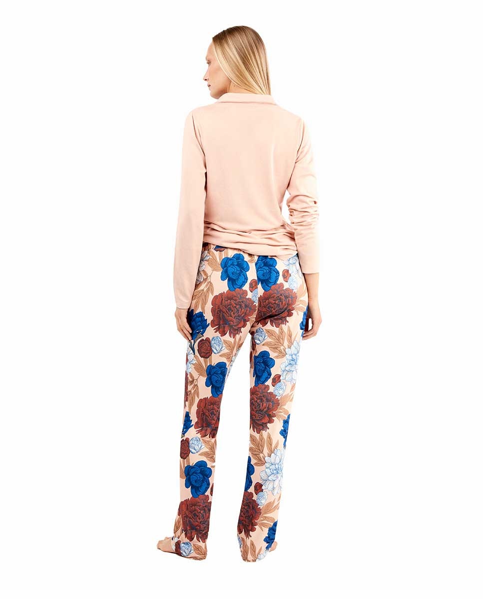 Pijama com Estampado Floral Rosa-claro-4