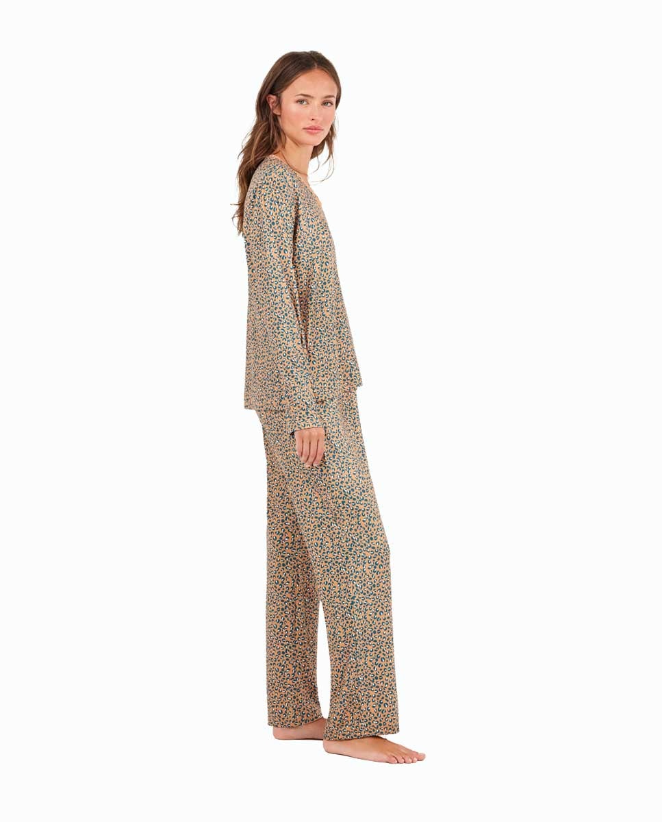 Pijama Animal Print com Renda e Calças Ajustáveis Multicolor-3
