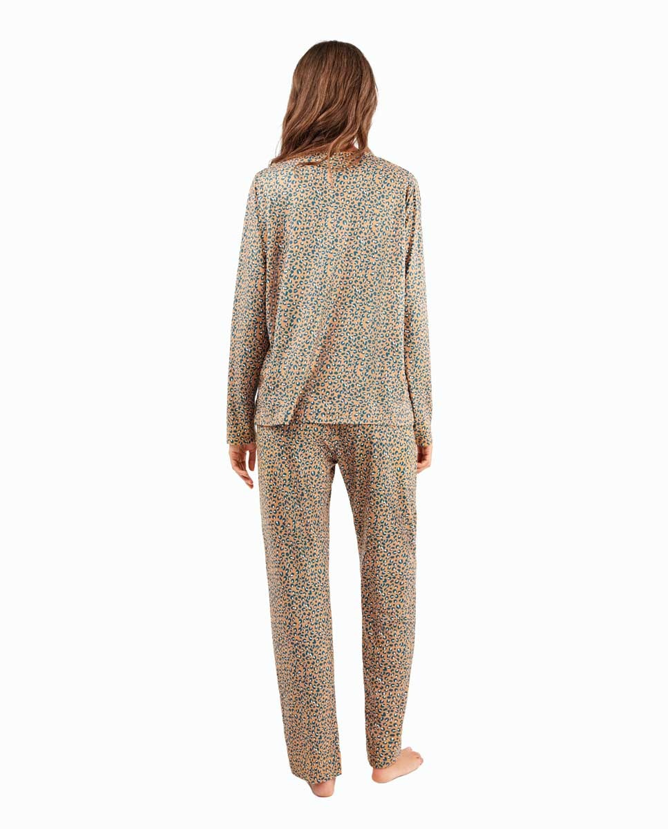 Pijama Animal Print com Renda e Calças Ajustáveis Multicolor-4