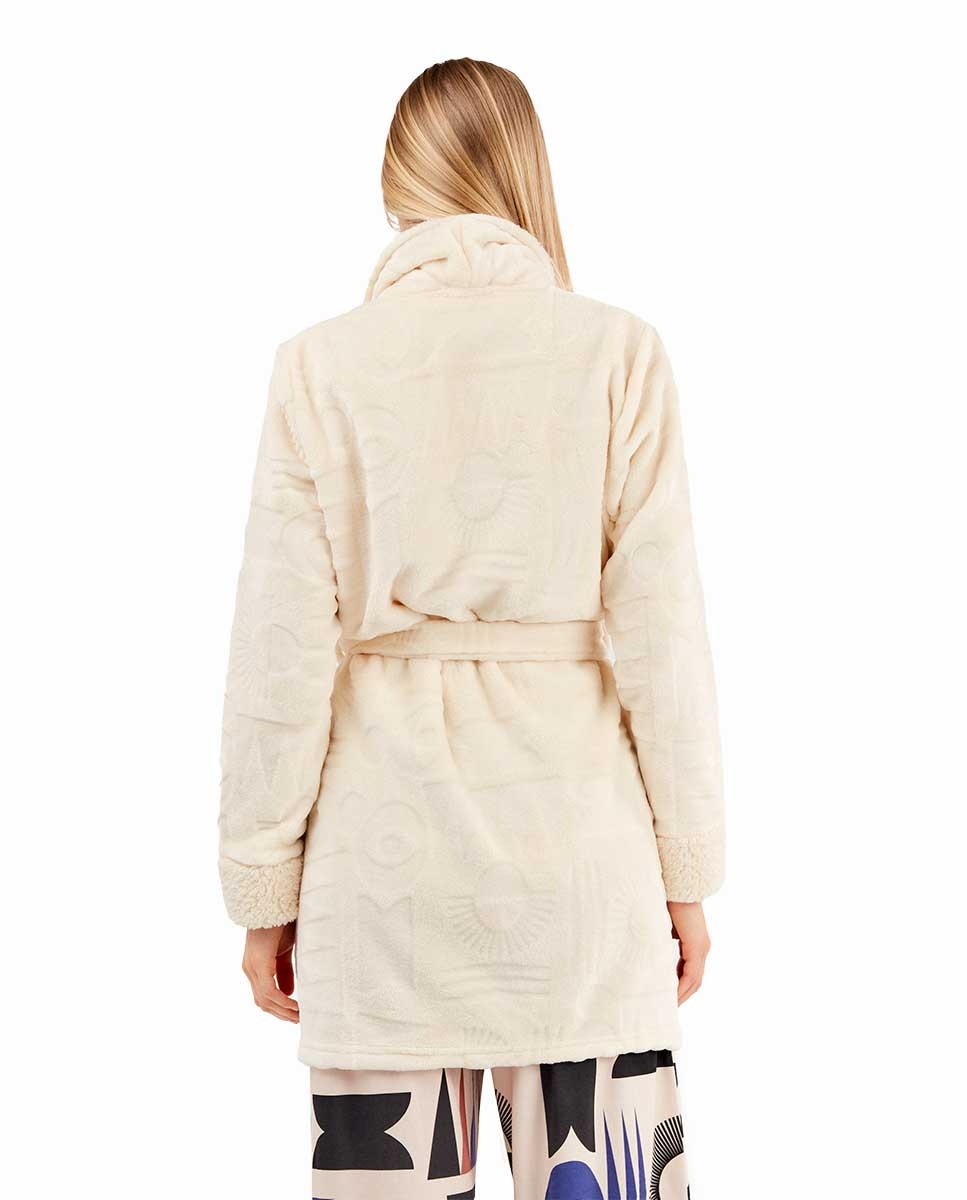 Robe em Tecido Peluche Branco-marfim-4