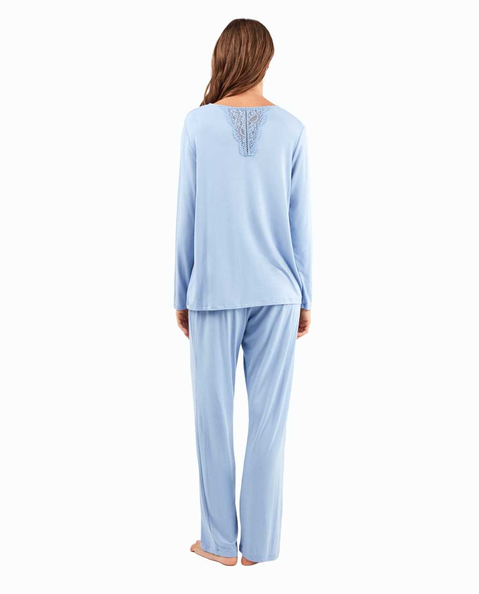 Pijama em Tecido de Viscose Celeste-4