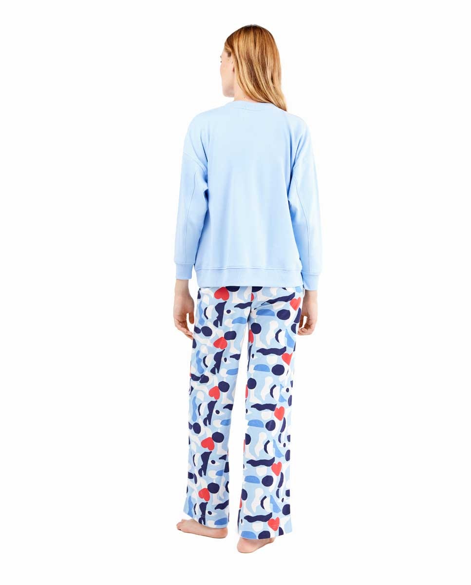 Pijama com Motivos Corações Celeste-4