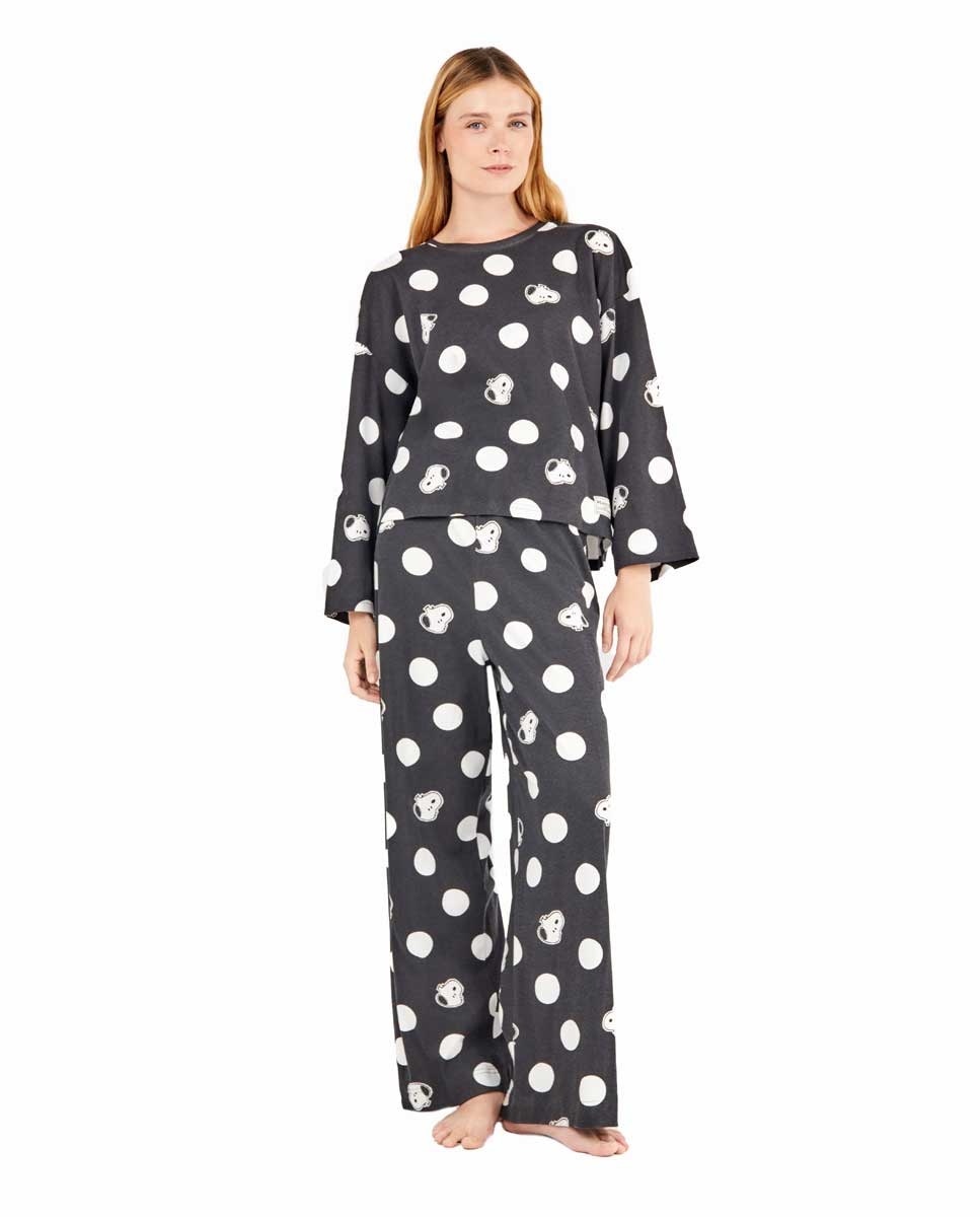 Pijama Estampado de Snoopy Preto / Branco-1