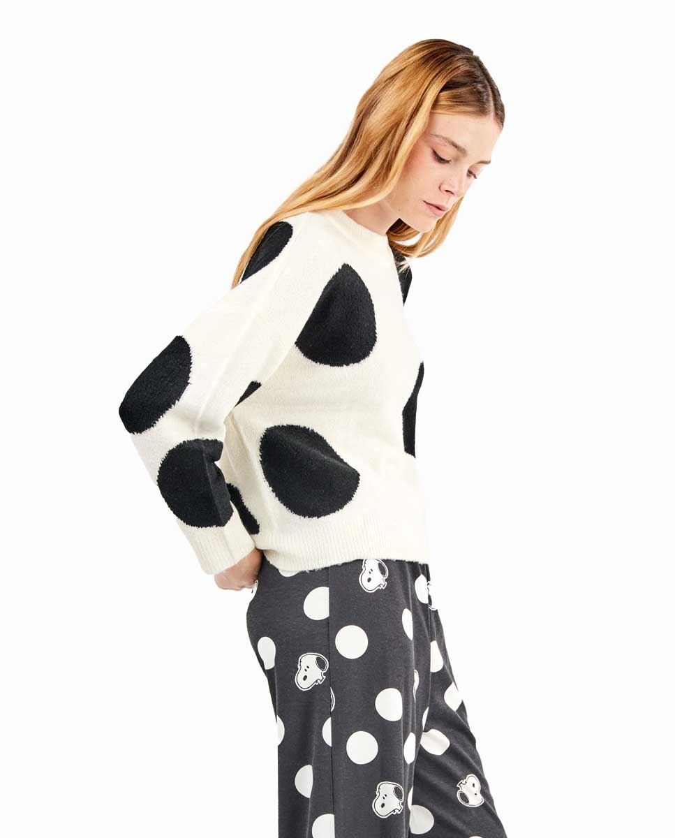 T-shirt de Pijama Estampada de Snoopy Branco / Preto-3