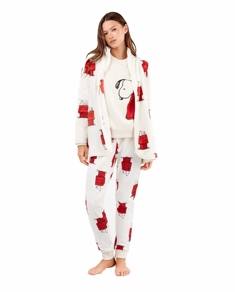 Robe em Tecido Peluche Extrasuave com Gola Alta e Fecho Zip Multicolor-1