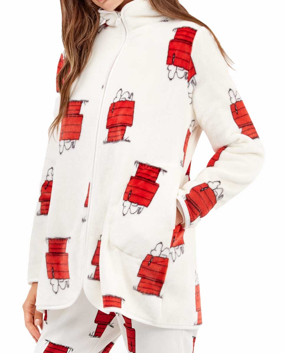 Robe em Tecido Peluche Extrasuave com Gola Alta e Fecho Zip Multicolor-3