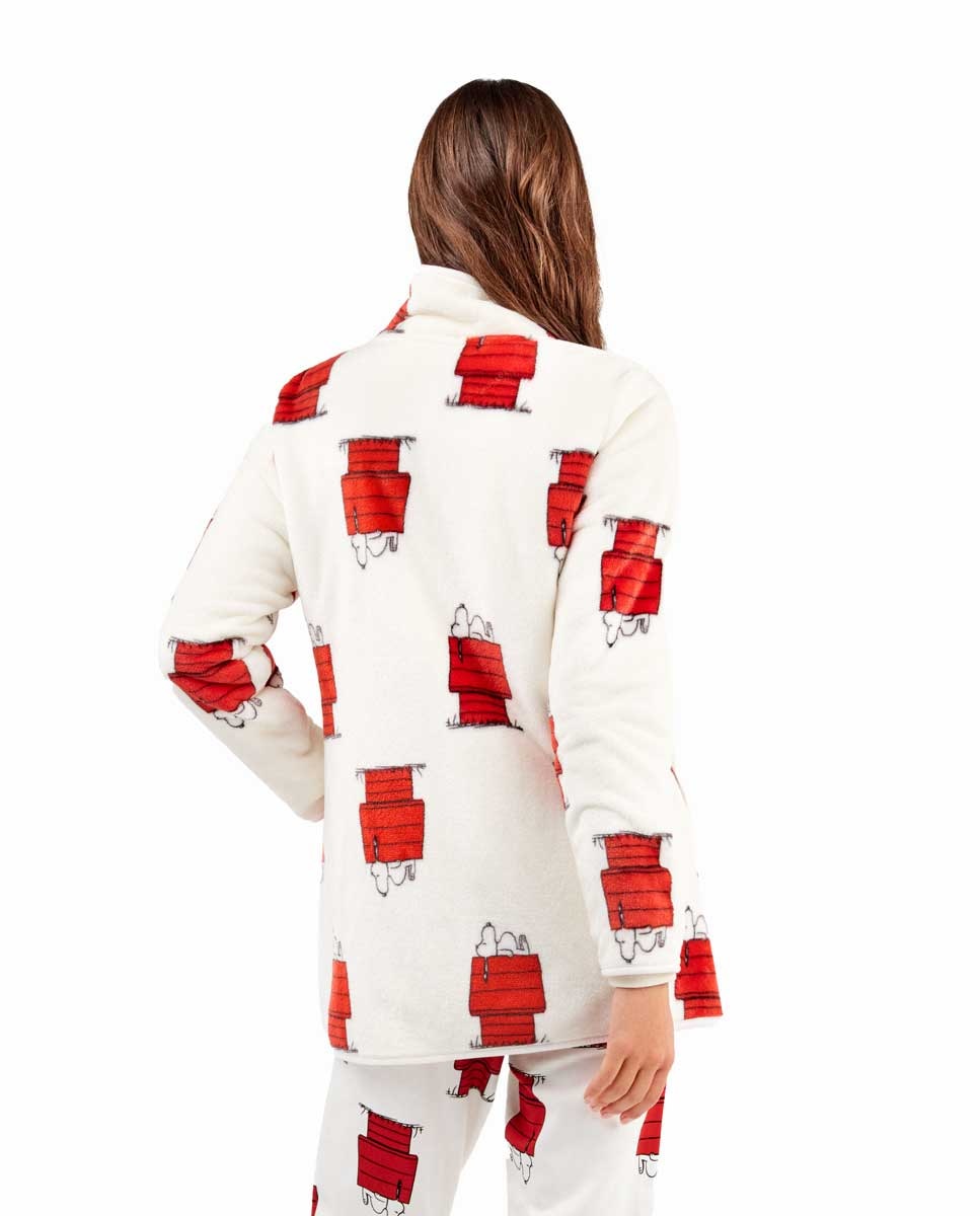 Robe em Tecido Peluche Extrasuave com Gola Alta e Fecho Zip Multicolor-4