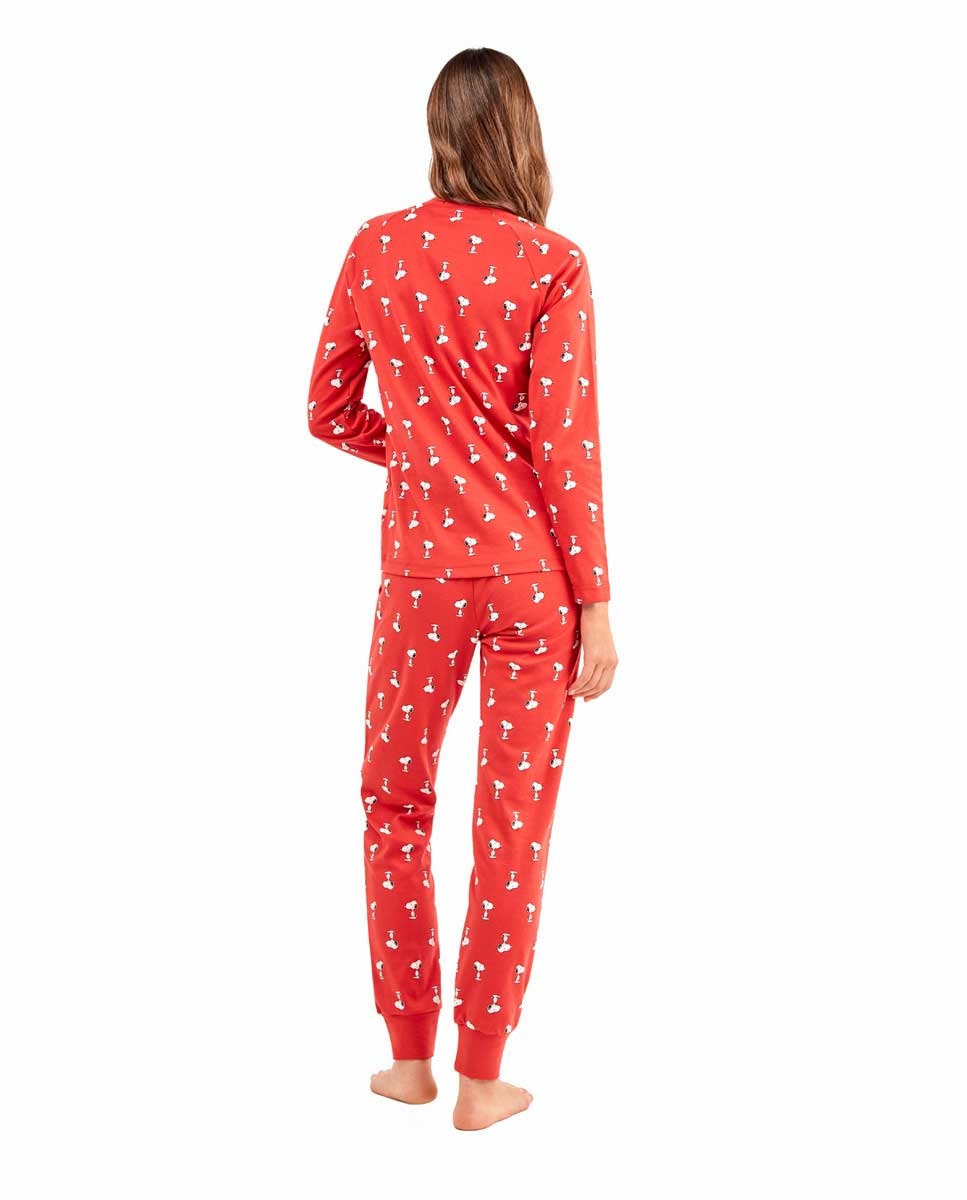 Pijama com Micro Estampado de Snoopy Vermelho / Branco-4