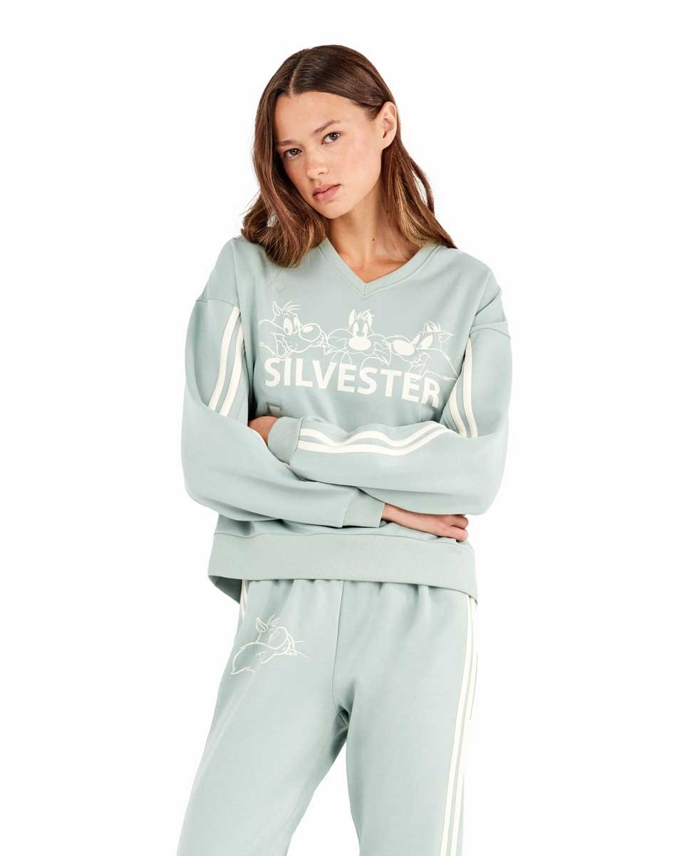 Pijama de Sylvester em Tecido Felpa Azul-turquesa-2