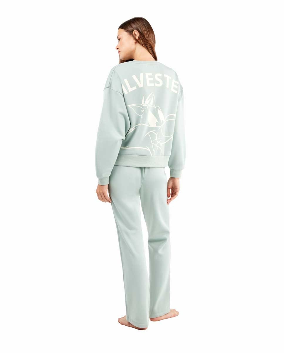 Pijama de Sylvester em Tecido Felpa Azul-turquesa-4