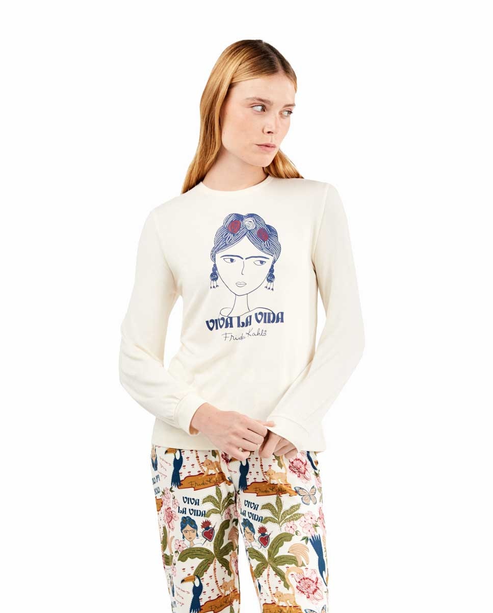 Pijama de Frida Kahlo Branco-marfim-2