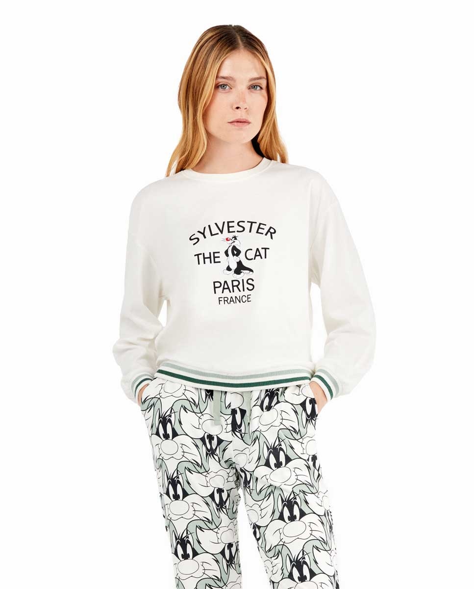 Pijama Estampado de Sylvester Branco-marfim-2