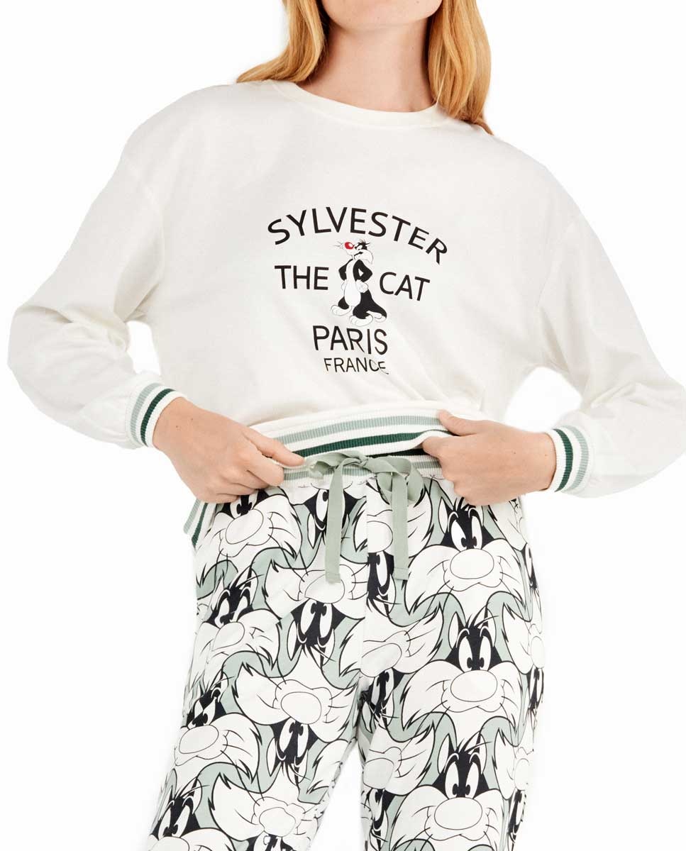 Pijama Estampado de Sylvester Branco-marfim-3