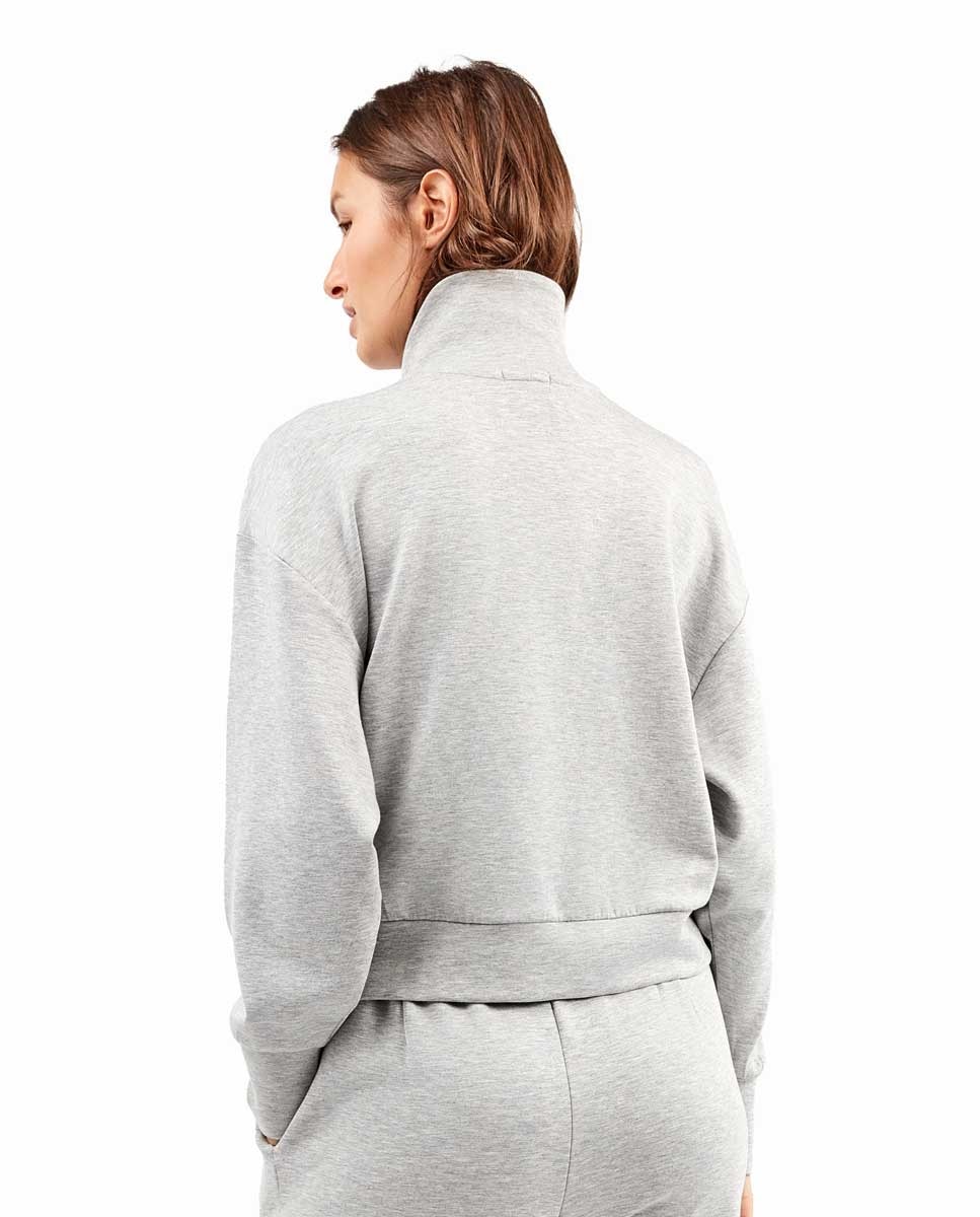Sweatshirt Double Soft Touch com Fecho Zip Cinzento-3