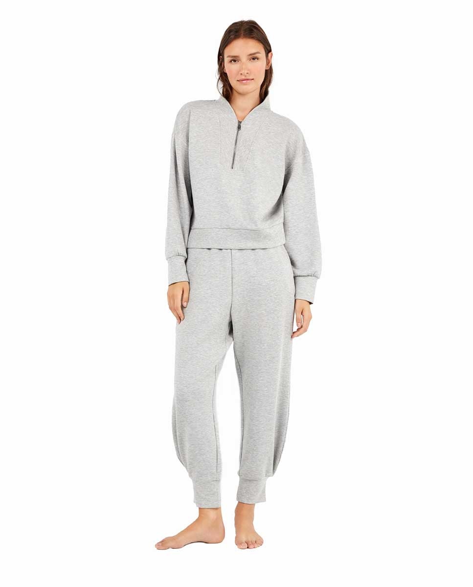 Sweatshirt Double Soft Touch com Fecho Zip Cinzento-5