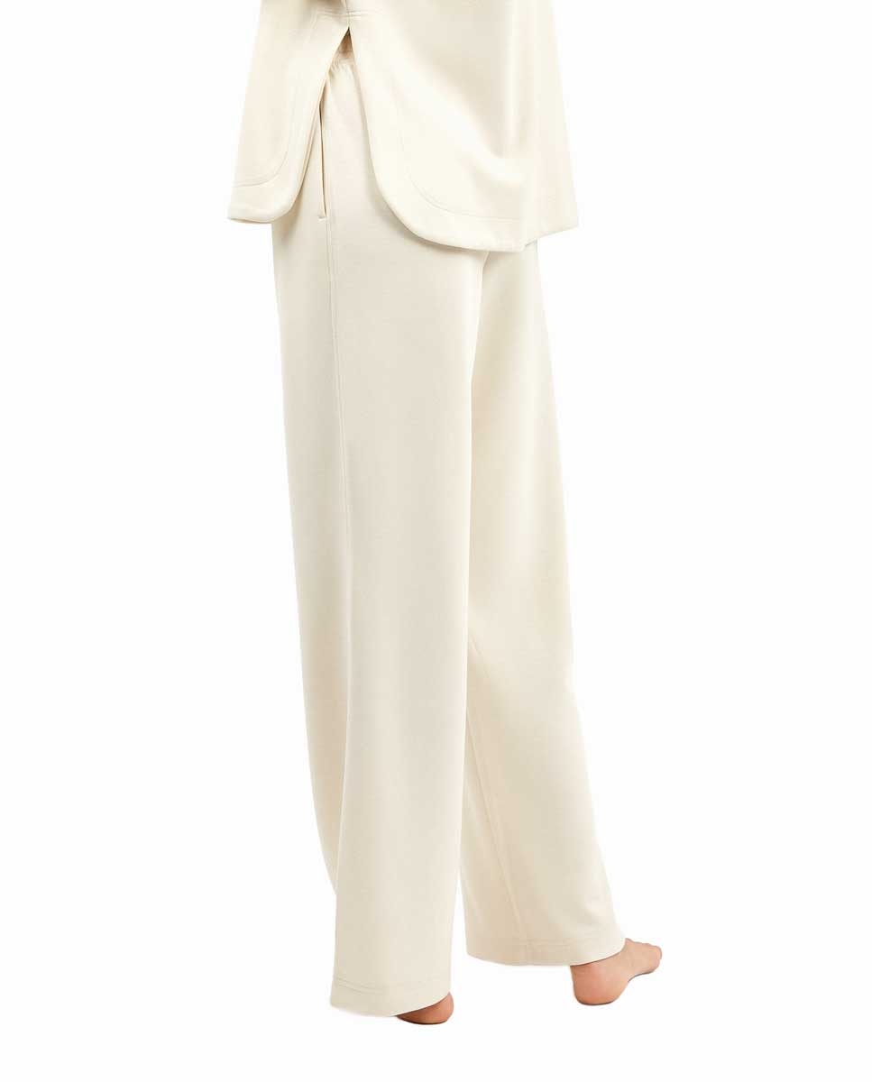 Calças Compridas à Boca de Sino Soft Touch Bege-3