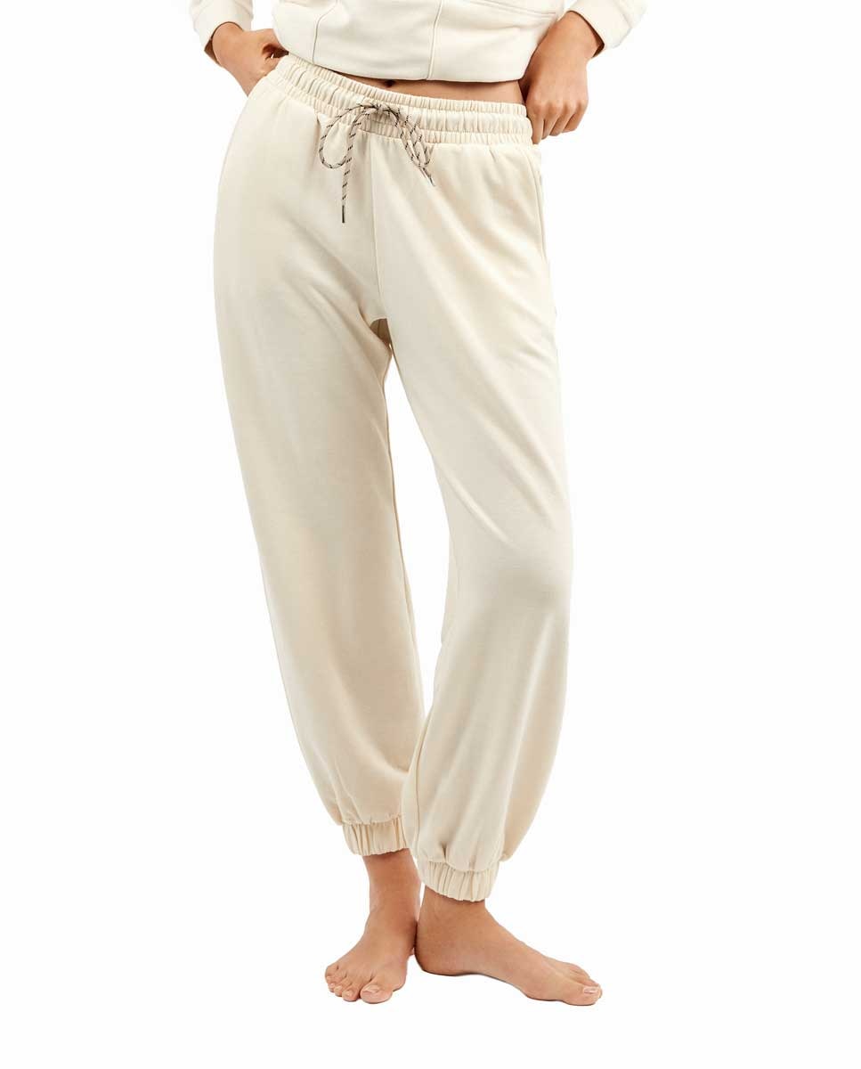 Calças Jogger Felpadas Bege-1