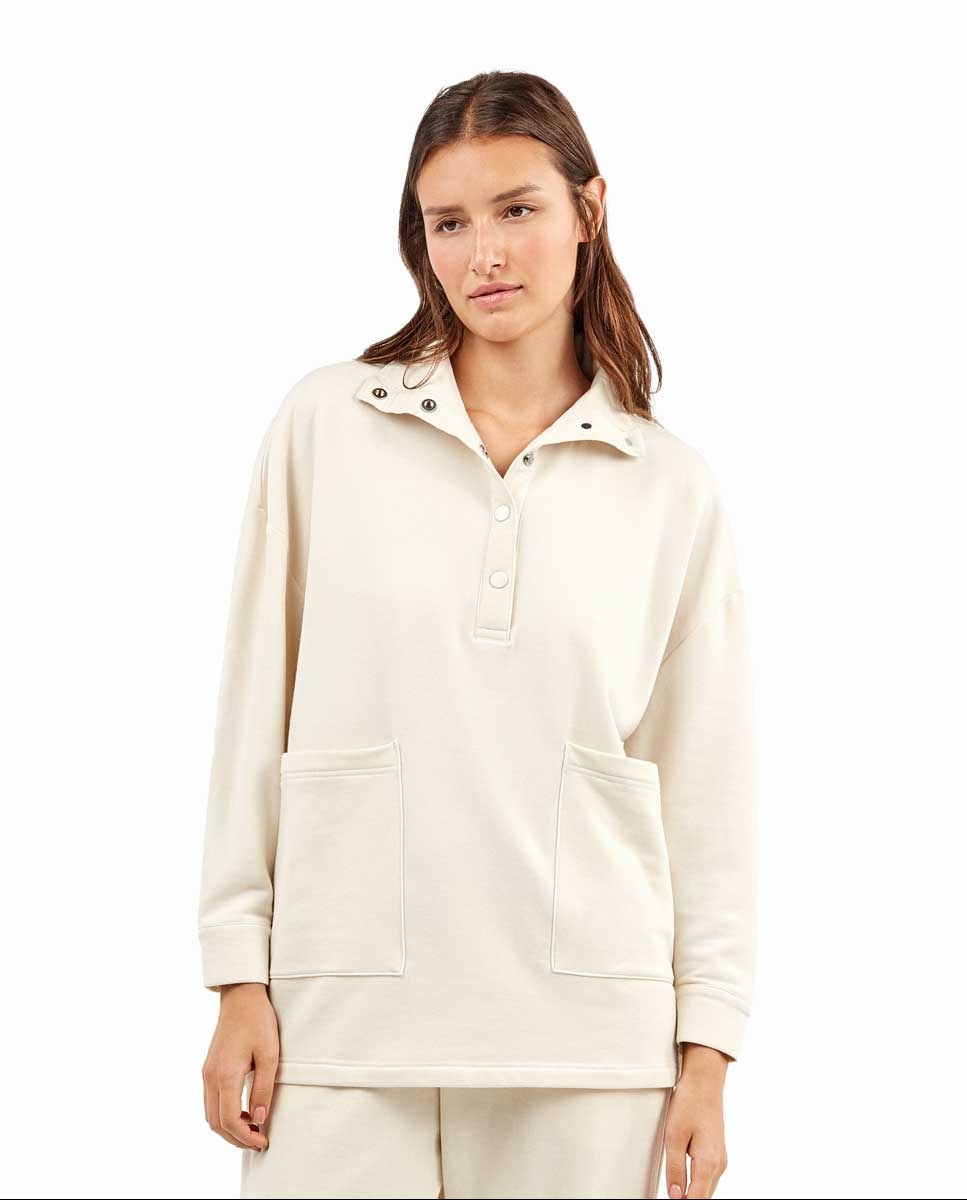 Imagem 0 de Sweatshirt Felpada Oversize com Gola e Botões