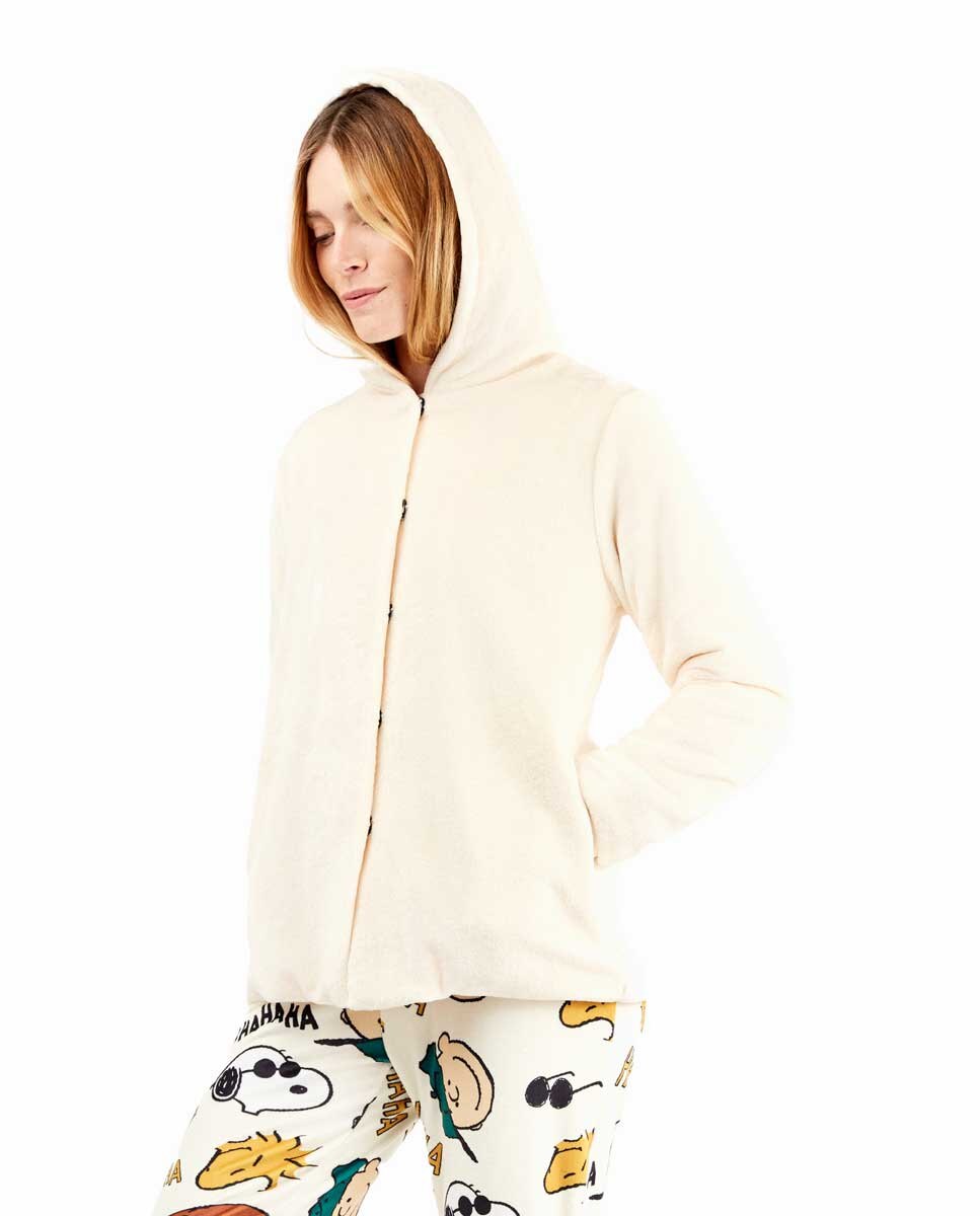 Robe em Tecido Peluche Extrasuave Branco-marfim-3
