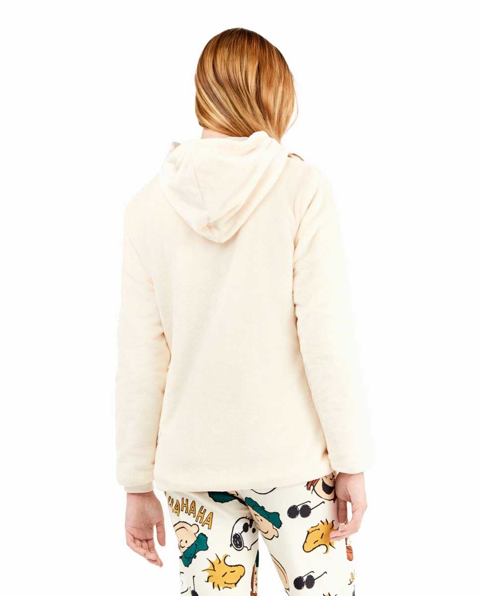 Robe em Tecido Peluche Extrasuave Branco-marfim-4