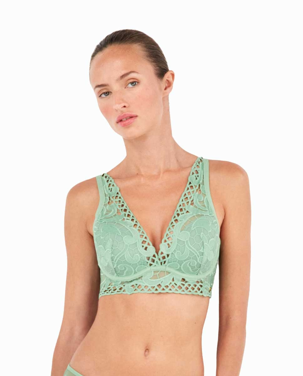 Imagem 0 de Soutien Bralette Efeito Push Up em Tecido Guipur