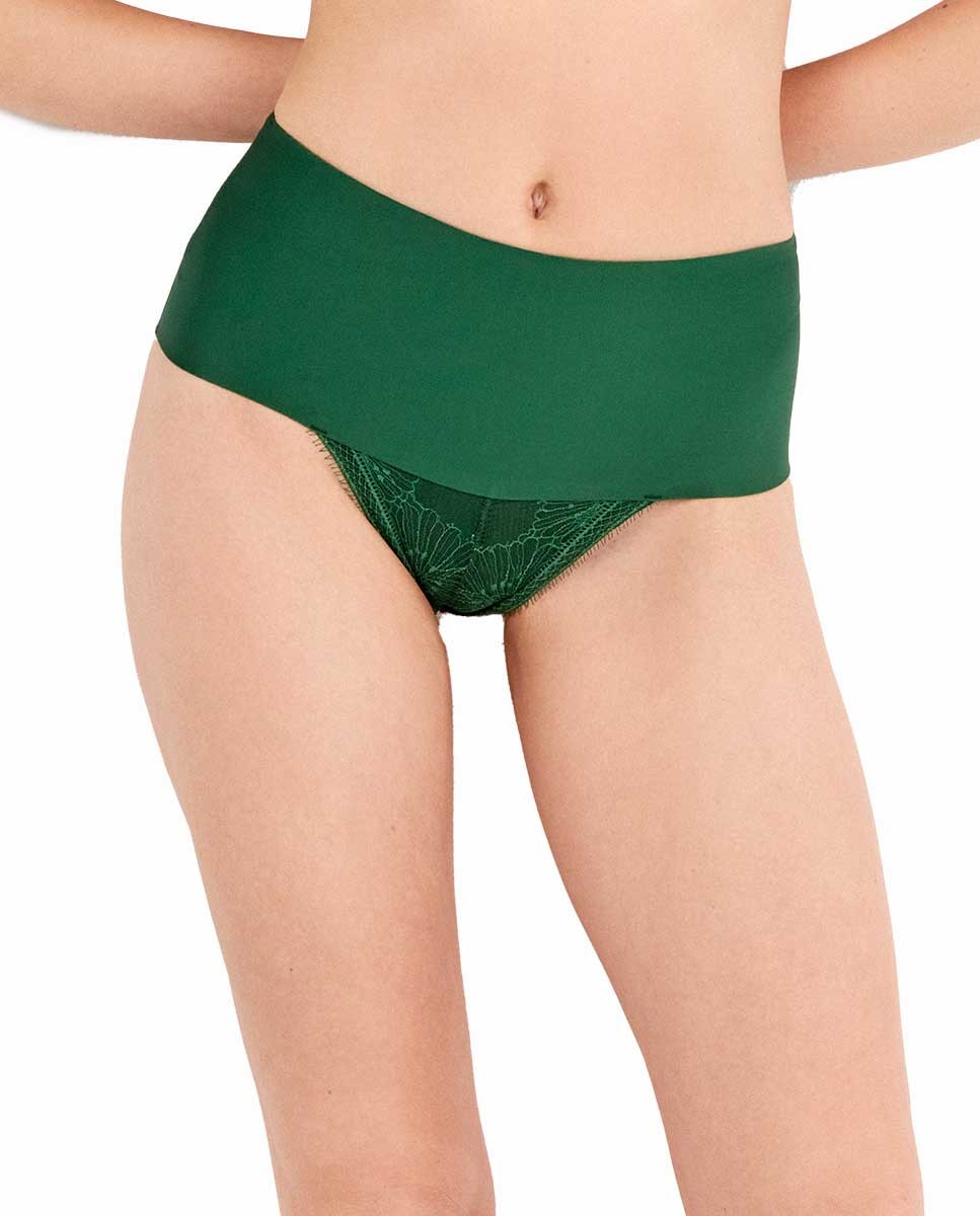 Cueca de Cintura Alta Laminada Verde-1