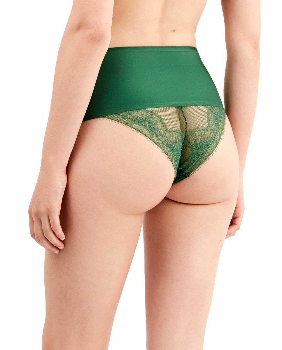 Cueca de Cintura Alta Laminada Verde-3