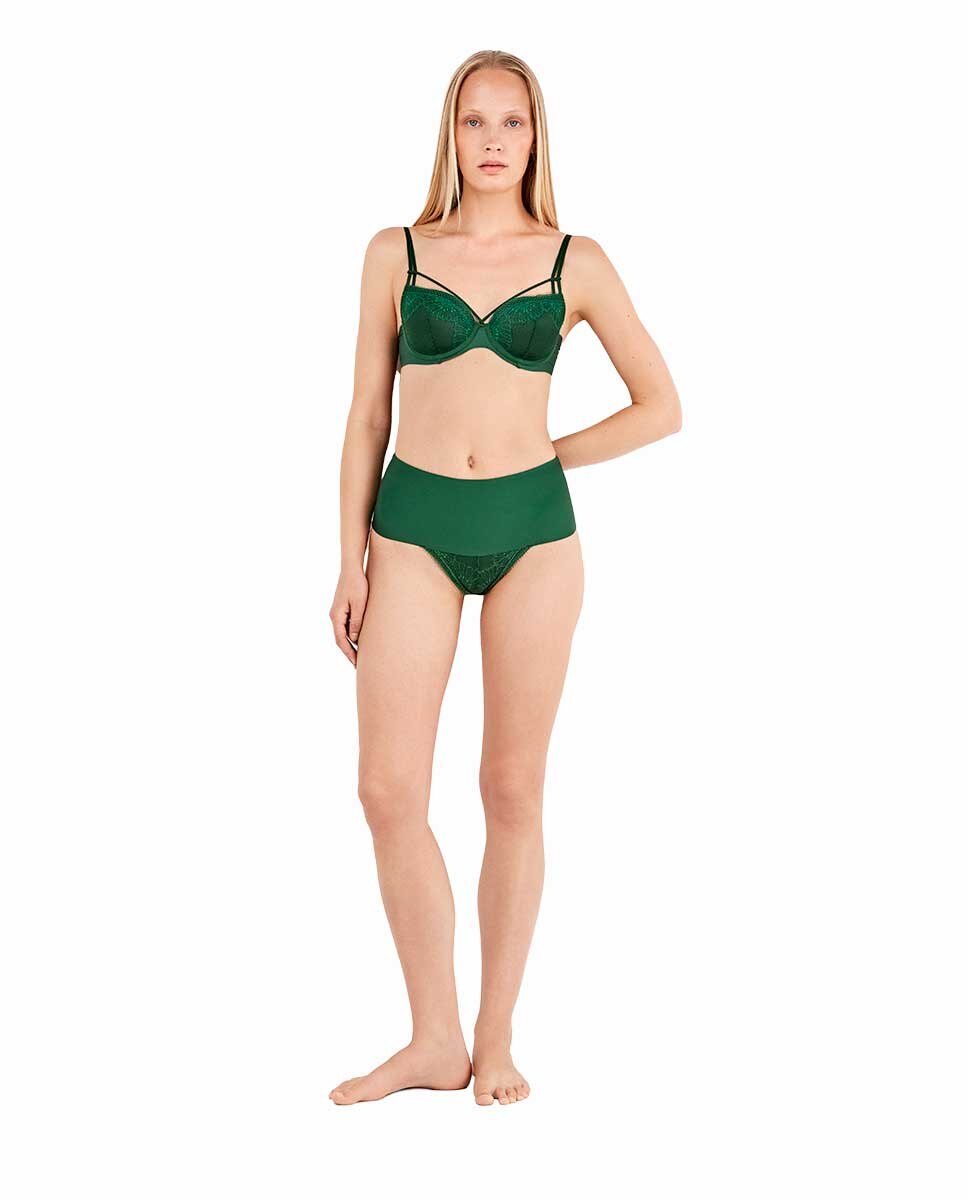 Cueca de Cintura Alta Laminada Verde-4