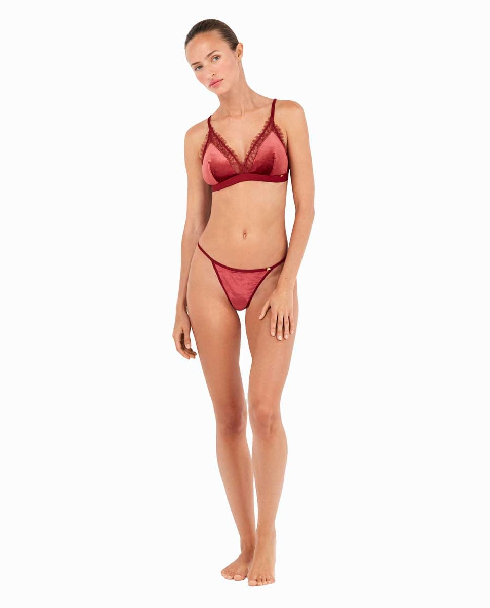 Cueca Brasileira em Tecido Veludo Vermelho-2