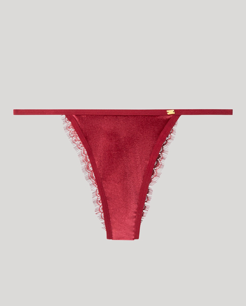 Cueca Brasileira em Tecido Veludo Vermelho-5