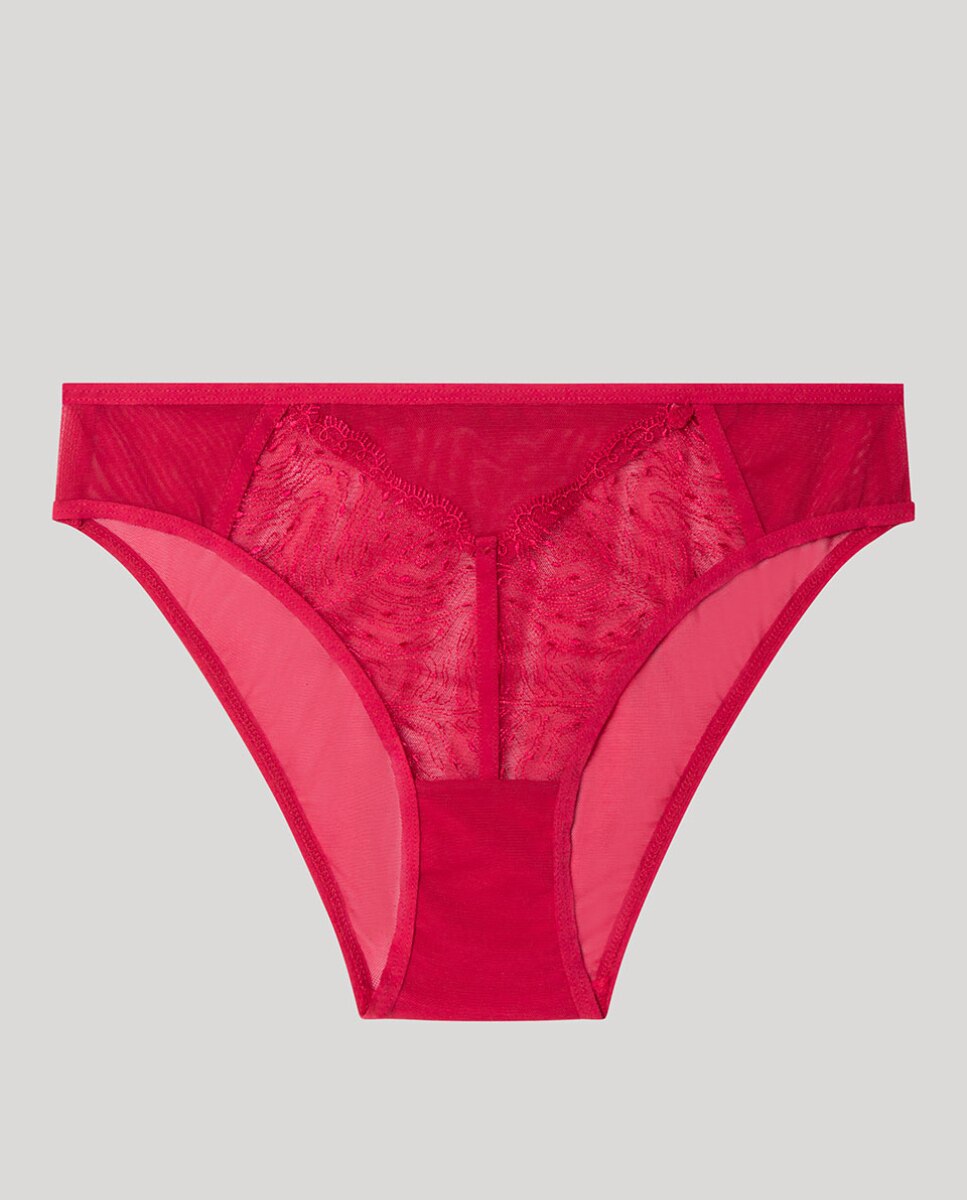 Cueca em Renda com Bordado Desfiado Cereja-5