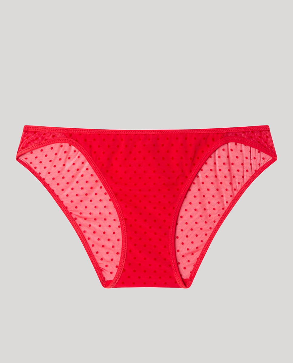 Cueca Brasileira em Tecido de Tule Vermelho-5