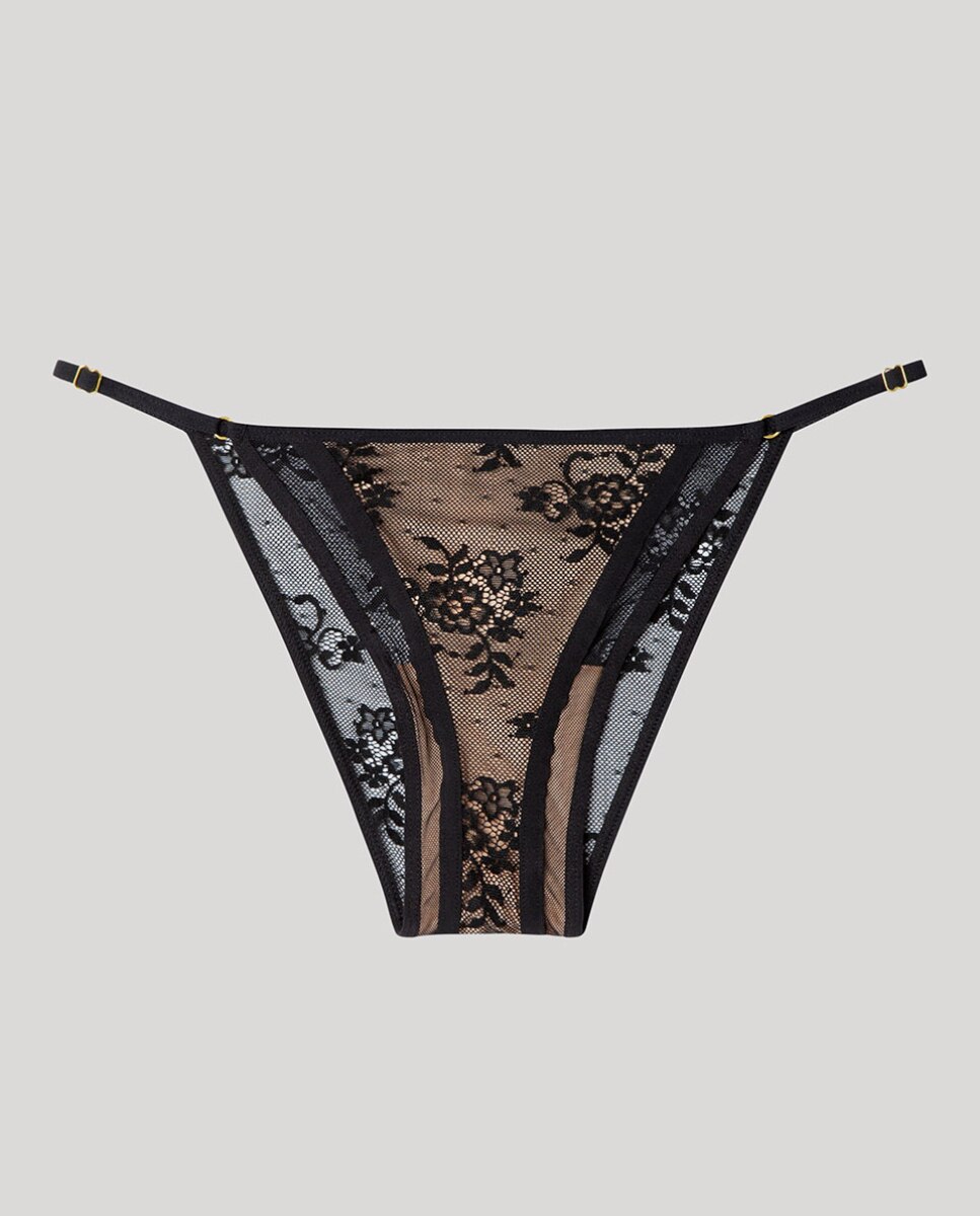 Cueca Brasileira em Renda All-over Preto-5