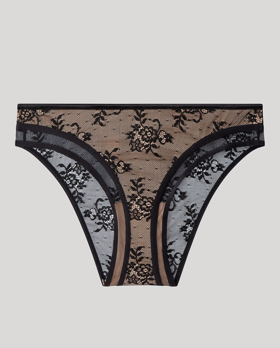 Cueca Clássica de Renda All-over Preto-5