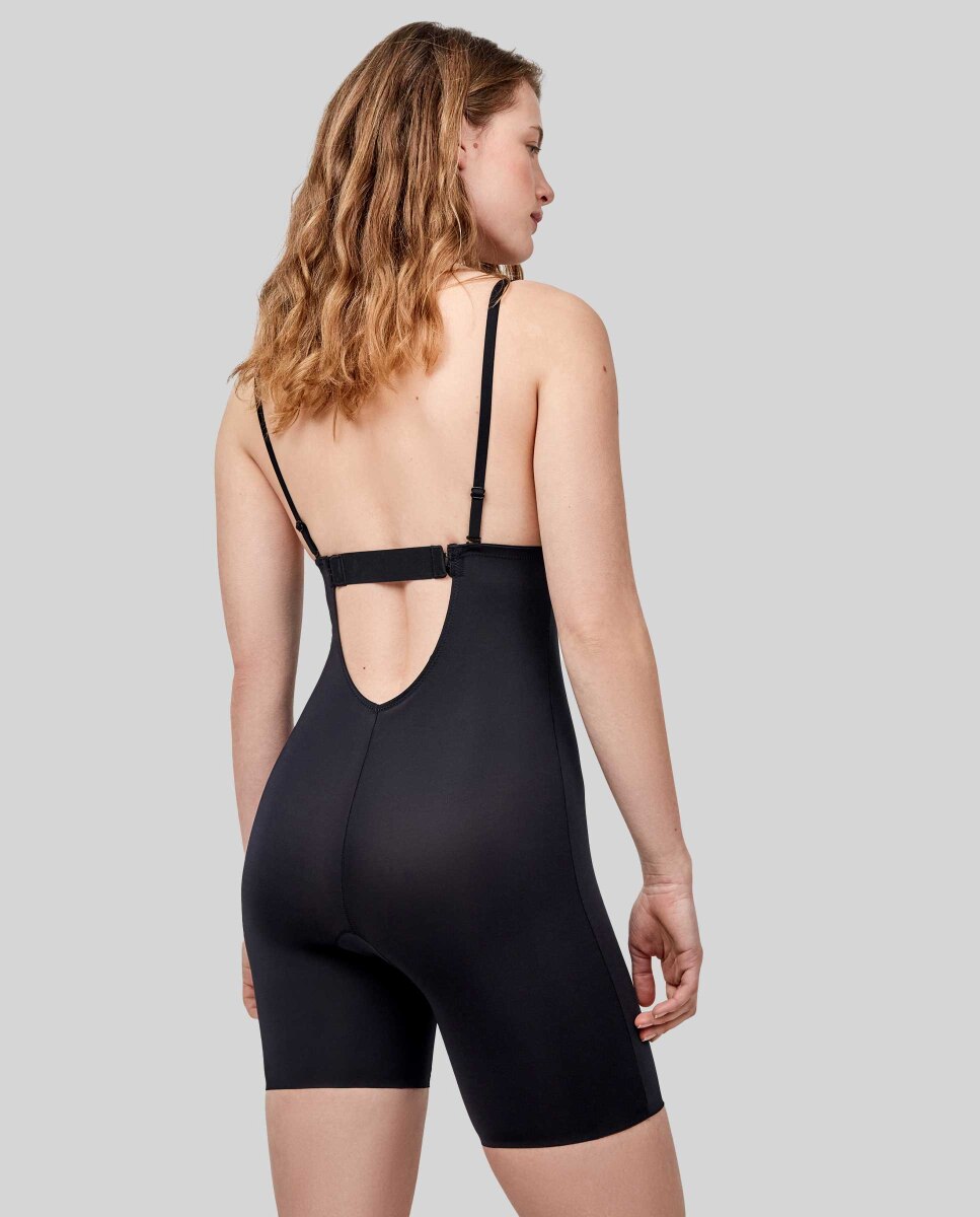 Body Calças com Decote Extremo Preto-4